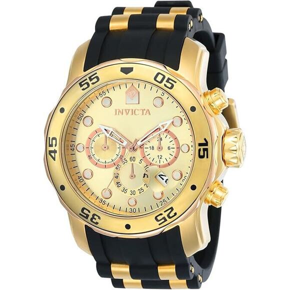 Invicta Men's Watch Pro Diver Quartz Chronograph Date Display Gold Dial 17884 - Picture 1 of 5
